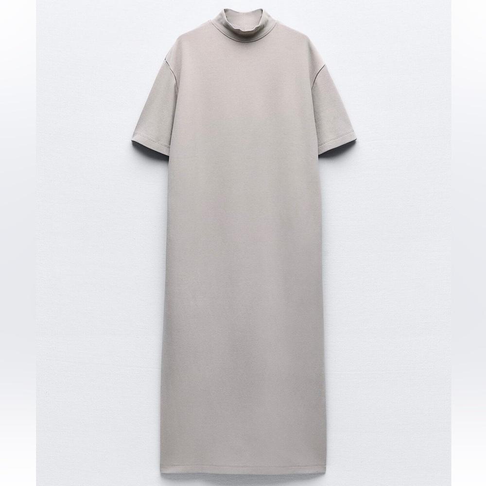 Zara Washed Interlock Dress Light Gray